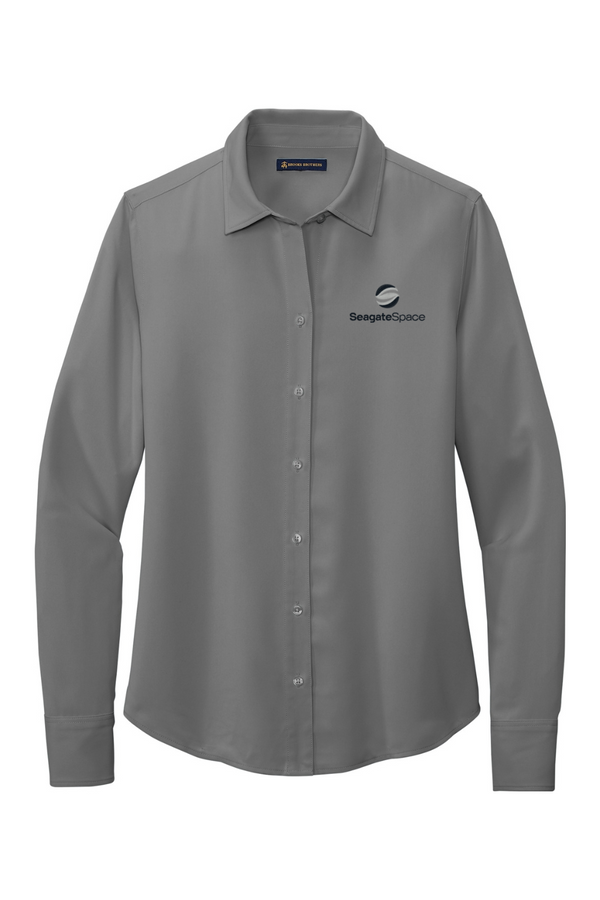 Seagate Space: Brooks Brothers LADIES Full-Button Satin Blouse (Embroidered)