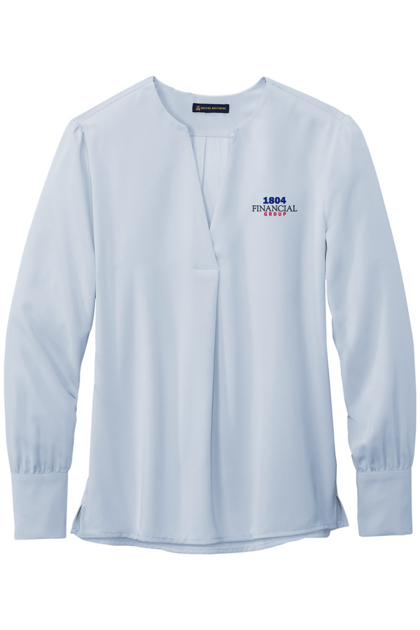 1804: LADIES Brooks Brothers Open-Neck Satin Blouse (Embroidered)