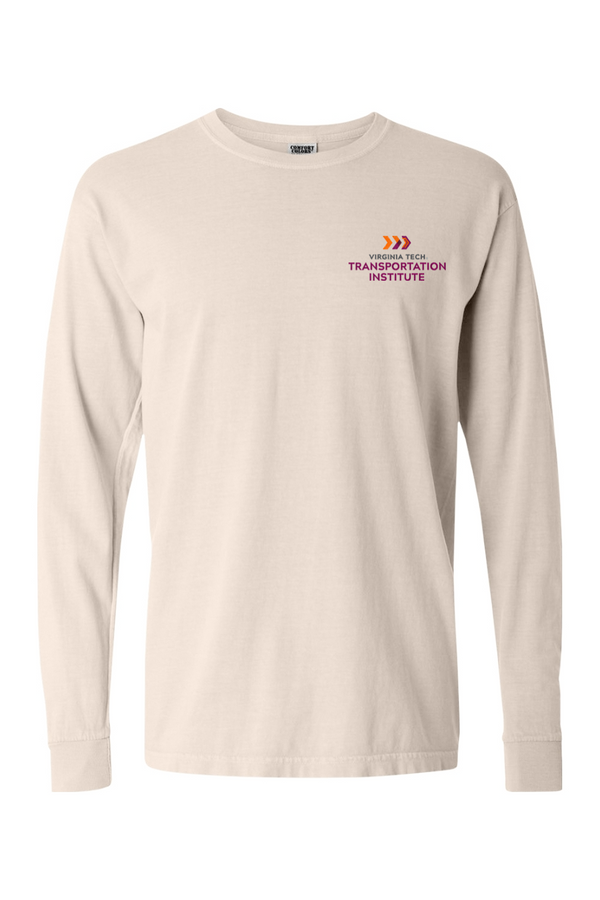VTTI Chevron with VT Sleeve Logo: ADULT Comfort Colors Ringspun Long Sleeve Tee (Embroidered)