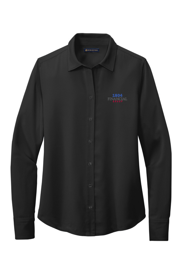 1804: LADIES Brooks Brothers Full-Button Satin Blouse (Embroidered)