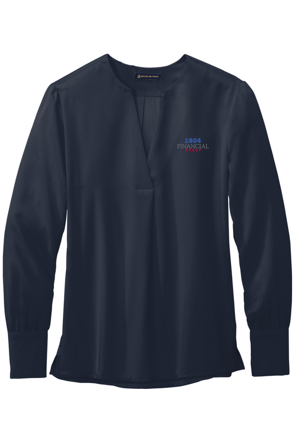 1804: LADIES Brooks Brothers Open-Neck Satin Blouse (Embroidered)