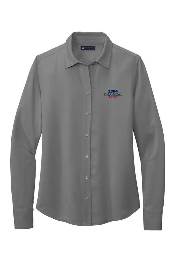 1804: LADIES Brooks Brothers Full-Button Satin Blouse (Embroidered)