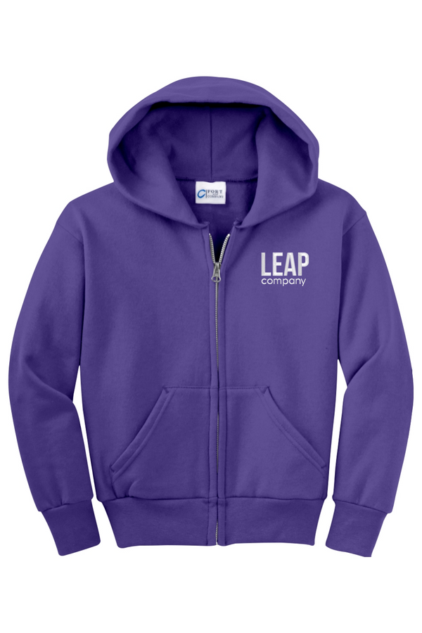 Leap: YOUTH Classic Fleece Full-Zip Hooded Sweatshirt (Embroidered)