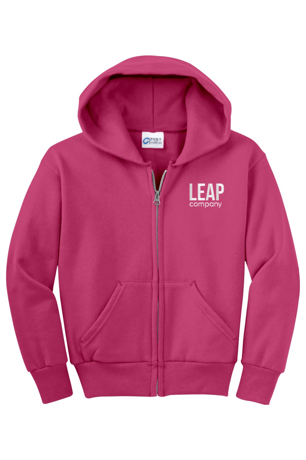Leap: YOUTH Classic Fleece Full-Zip Hooded Sweatshirt (Embroidered)