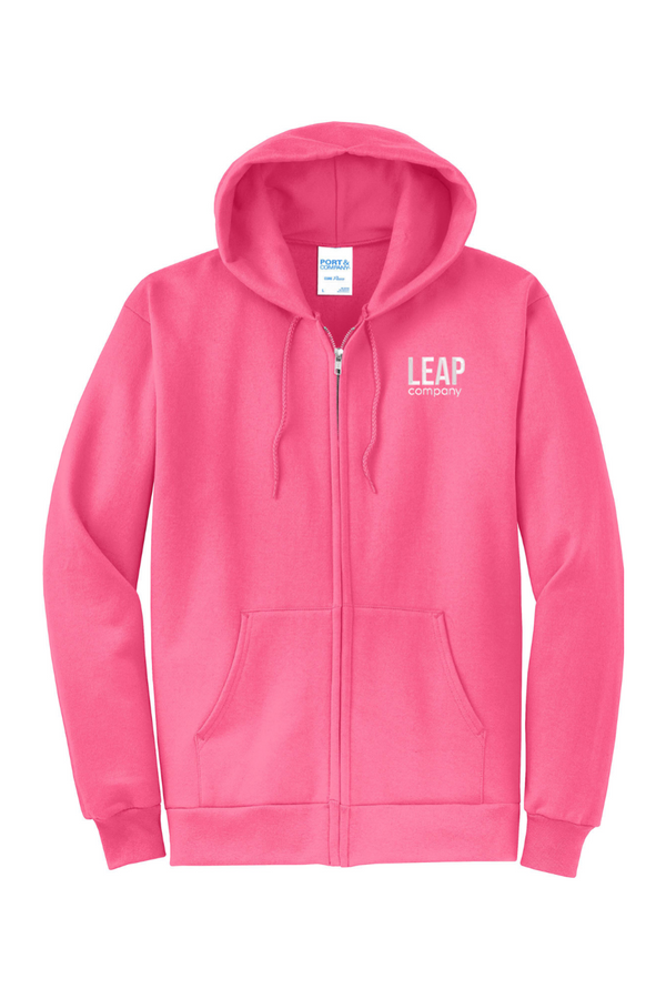 Leap: ADULT Classic Fleece Full-Zip Hooded Sweatshirt (Embroidered)