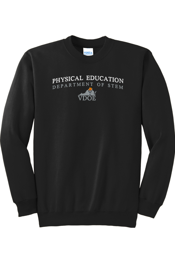 VDOE Physical Ed: ADULT Crewneck Sweatshirt (FullFront Embroidery)