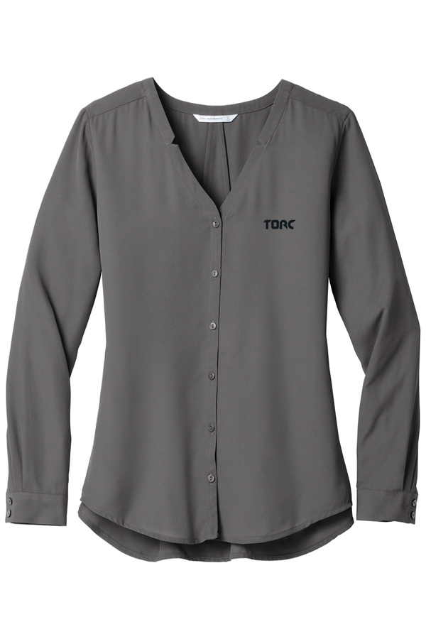 Torc: Ladies Long Sleeve Button-Front Blouse