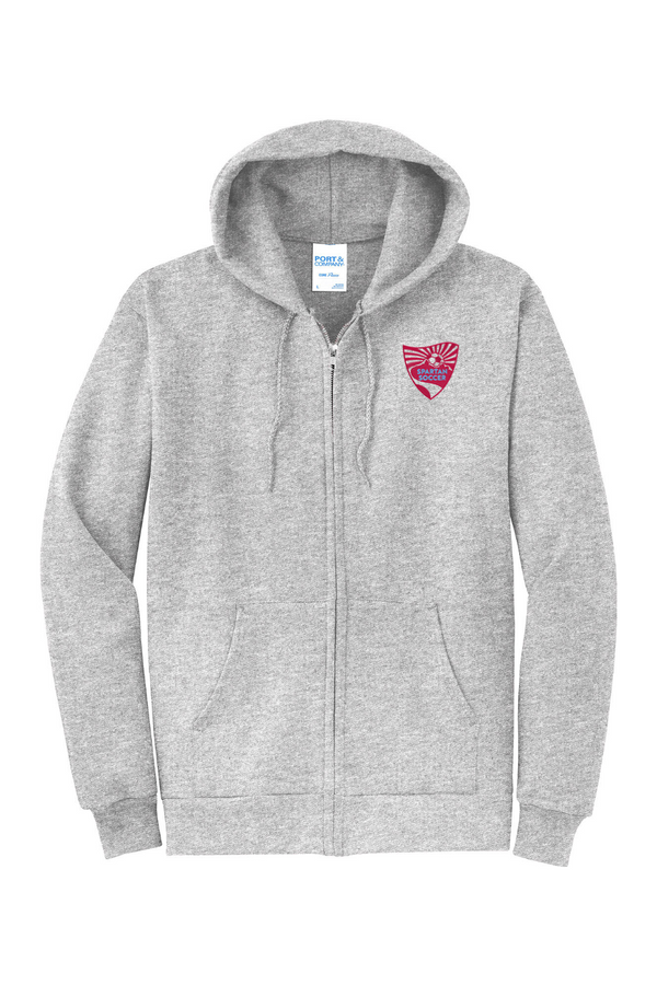 Spartan Soccer: ADULT Embroidered Fleece Full-Zip Hooded Sweatshirt