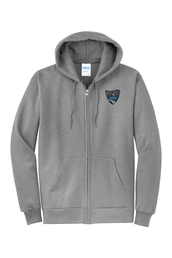 Spartan Soccer: ADULT Embroidered Fleece Full-Zip Hooded Sweatshirt