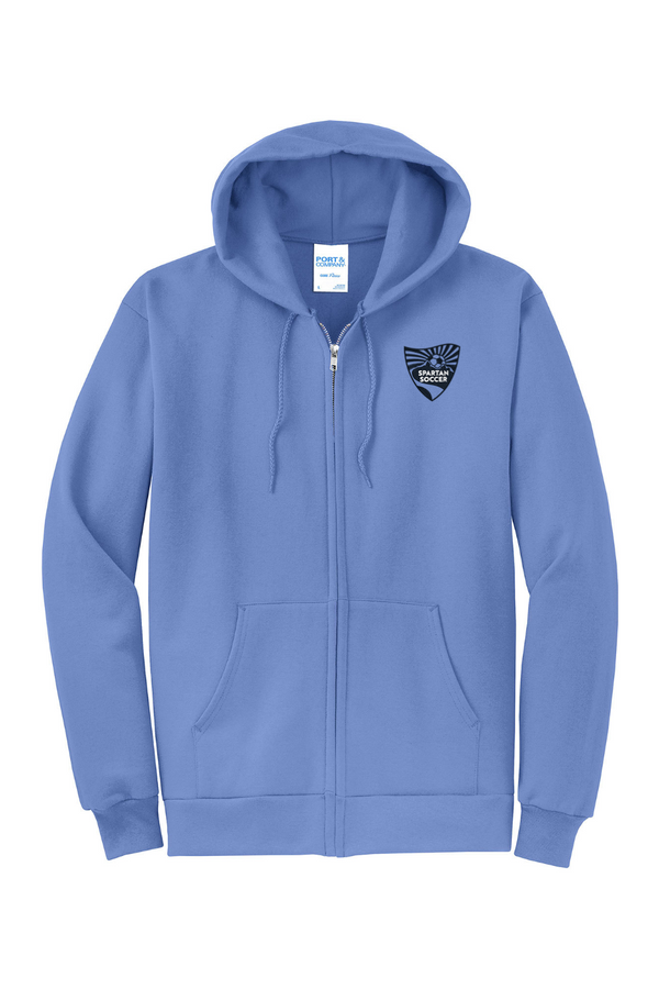 Spartan Soccer: ADULT Embroidered Fleece Full-Zip Hooded Sweatshirt