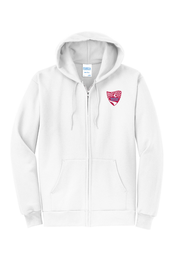 Spartan Soccer: ADULT Embroidered Fleece Full-Zip Hooded Sweatshirt