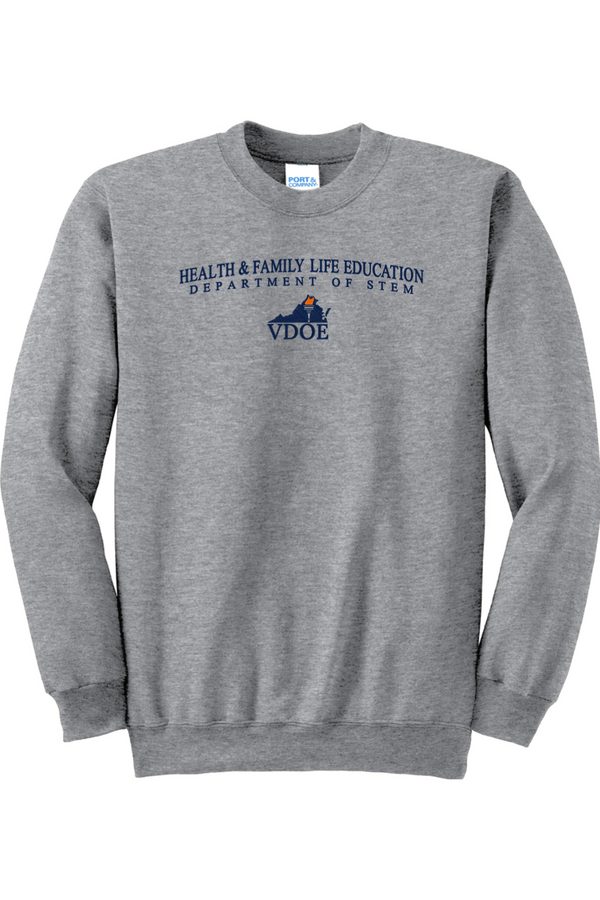 VDOE Health Ed: ADULT Crewneck Sweatshirt (FullFront Embroidery)