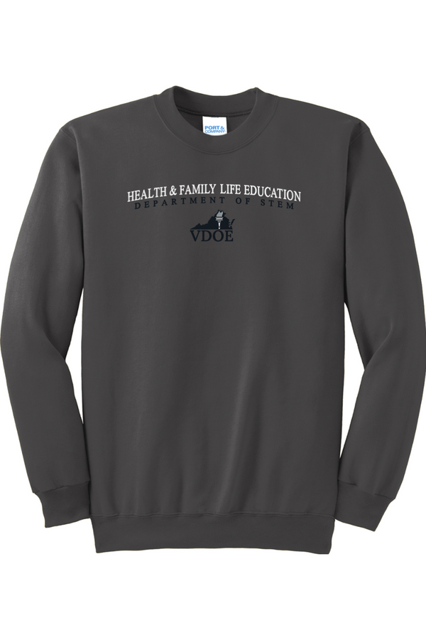 VDOE Health Ed: ADULT Crewneck Sweatshirt (FullFront Embroidery)