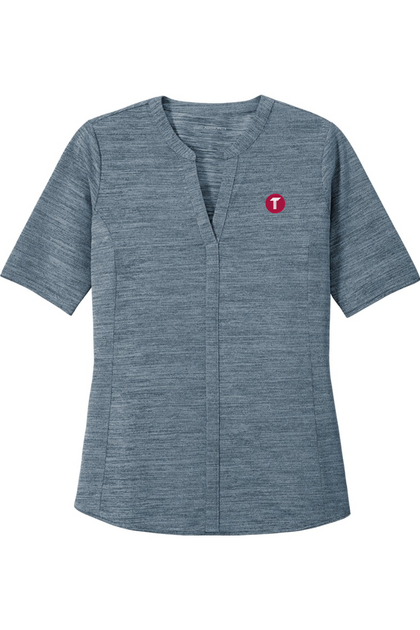 Torc: LADIES Stretch Heather Open Neck Top
