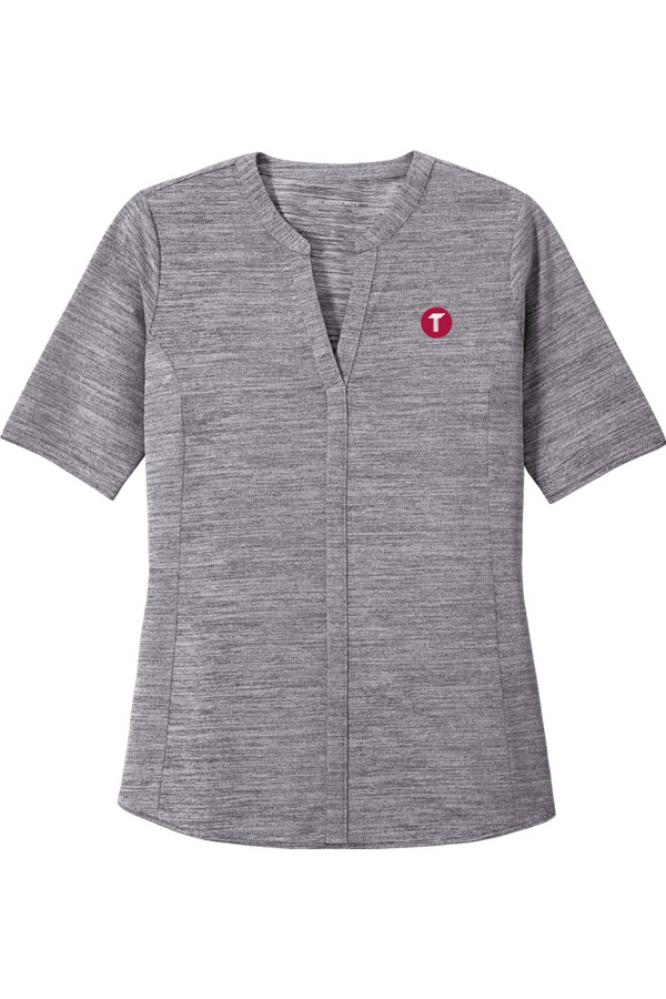 Torc: LADIES Stretch Heather Open Neck Top