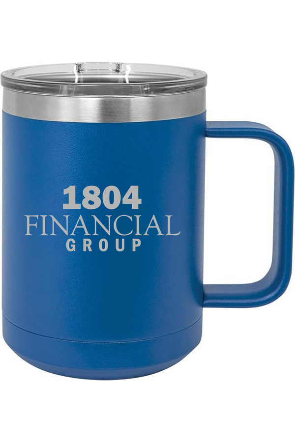 1804: 15oz Insulated Coffee Mug with Slider Lid (Engraved)