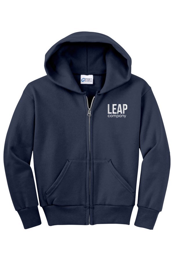 Leap: YOUTH Classic Fleece Full-Zip Hooded Sweatshirt (Embroidered)
