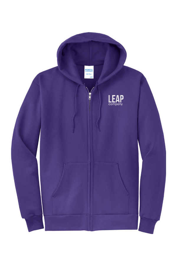 Leap: ADULT Classic Fleece Full-Zip Hooded Sweatshirt (Embroidered)