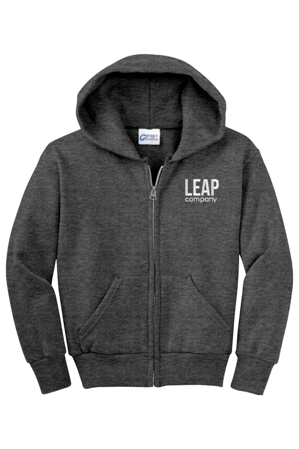 Leap: YOUTH Classic Fleece Full-Zip Hooded Sweatshirt (Embroidered)