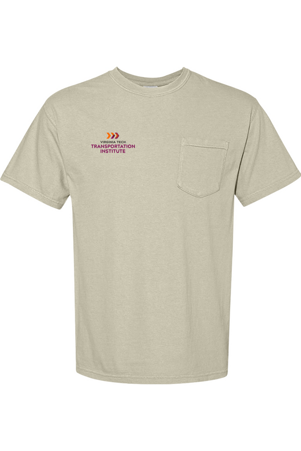 VTTI Chevron with VT Sleeve Logo: ADULT Comfort Colors Ringspun Pocket Tee (Embroidered)