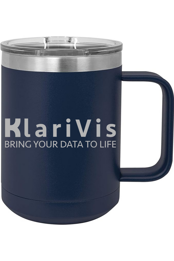KlariVis: 15oz Insulated Coffee Mug with Slider Lid (Engraved)