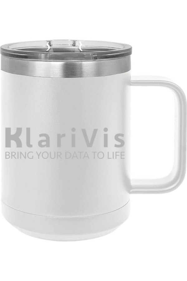 KlariVis: 15oz Insulated Coffee Mug with Slider Lid (Engraved)