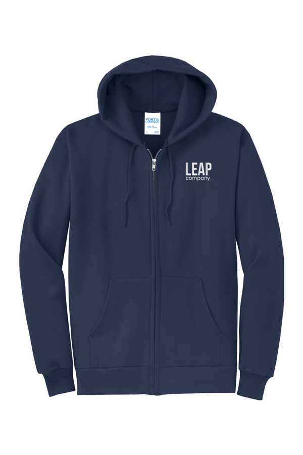 Leap: ADULT Classic Fleece Full-Zip Hooded Sweatshirt (Embroidered)