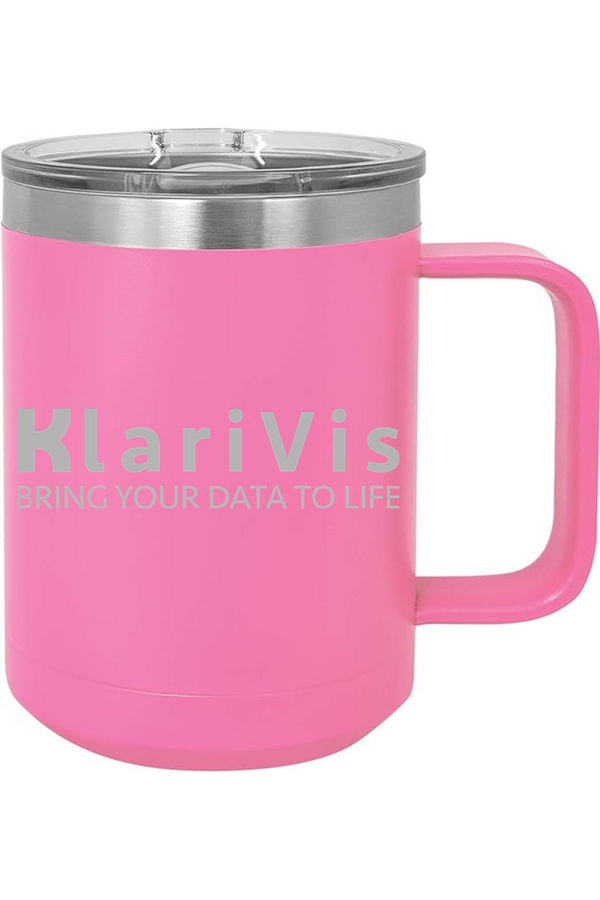 KlariVis: 15oz Insulated Coffee Mug with Slider Lid (Engraved)