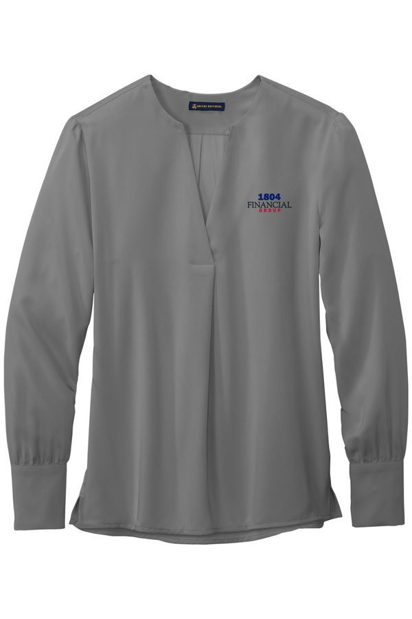 1804: LADIES Brooks Brothers Open-Neck Satin Blouse (Embroidered)