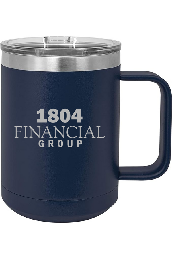 1804: 15oz Insulated Coffee Mug with Slider Lid (Engraved)
