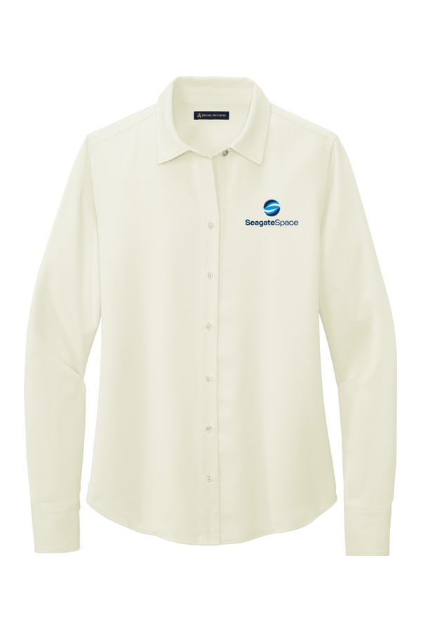 Seagate Space: Brooks Brothers LADIES Full-Button Satin Blouse (Embroidered)