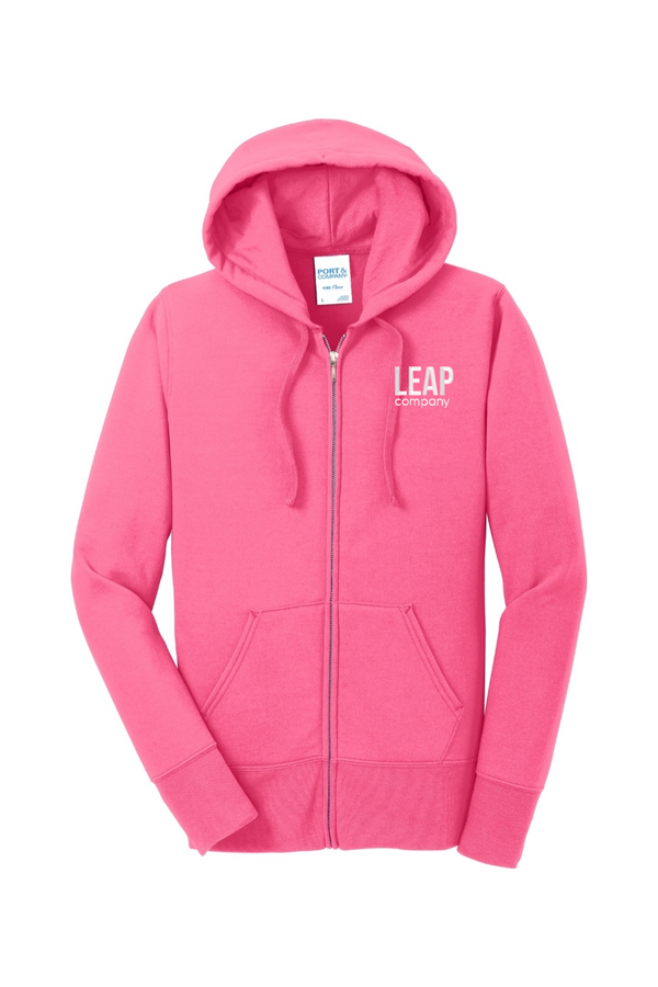 Leap: LADIES Classic Fleece Full-Zip Hooded Sweatshirt (Embroidered)