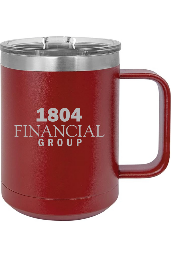 1804: 15oz Insulated Coffee Mug with Slider Lid (Engraved)