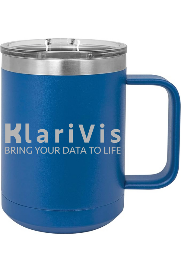 KlariVis: 15oz Insulated Coffee Mug with Slider Lid (Engraved)