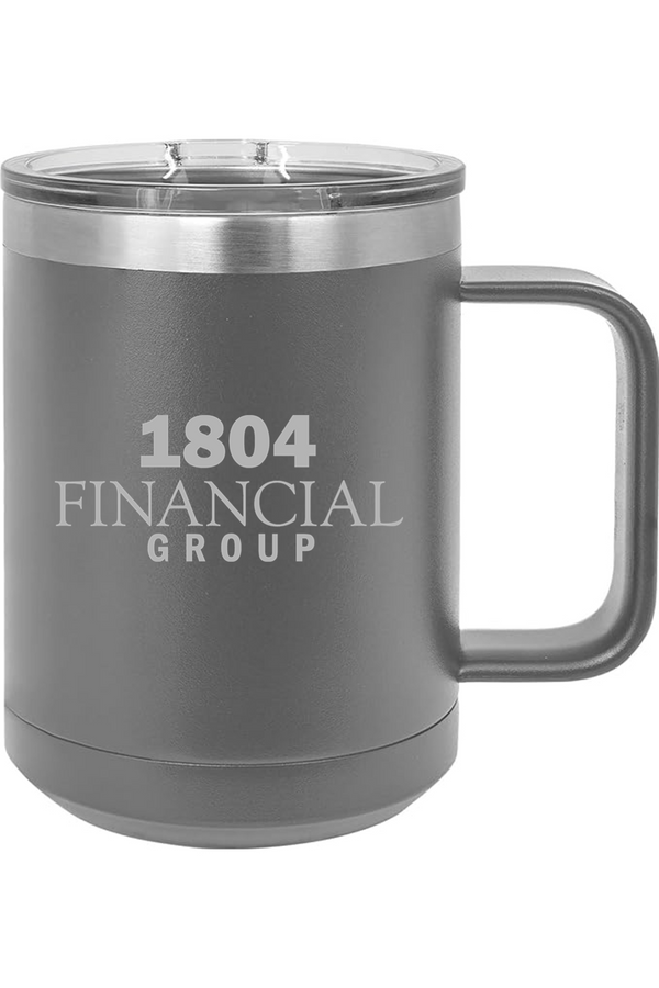 1804: 15oz Insulated Coffee Mug with Slider Lid (Engraved)