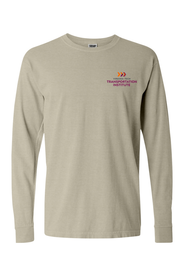 VTTI Chevron with VT Sleeve Logo: ADULT Comfort Colors Ringspun Long Sleeve Tee (Embroidered)
