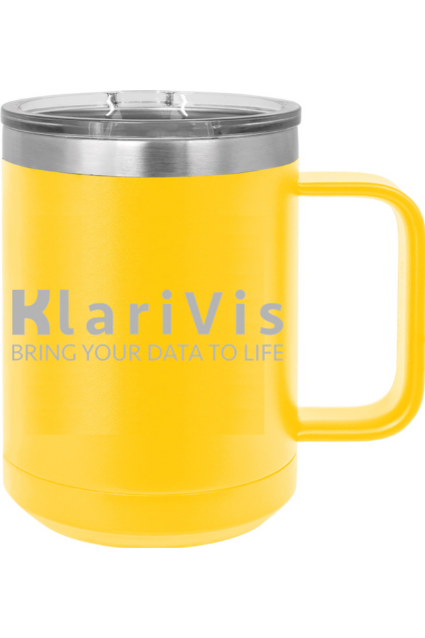 KlariVis: 15oz Insulated Coffee Mug with Slider Lid (Engraved)