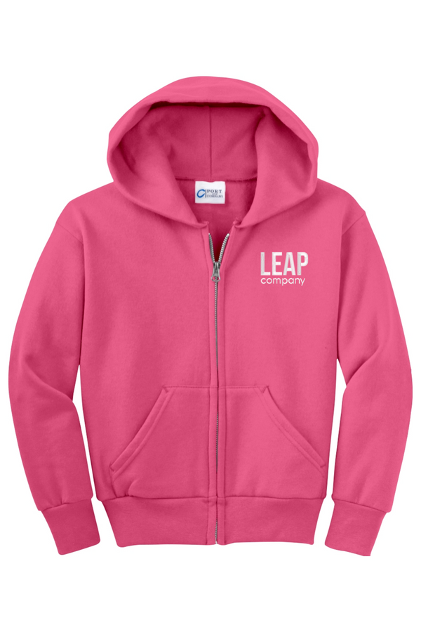 Leap: YOUTH Classic Fleece Full-Zip Hooded Sweatshirt (Embroidered)