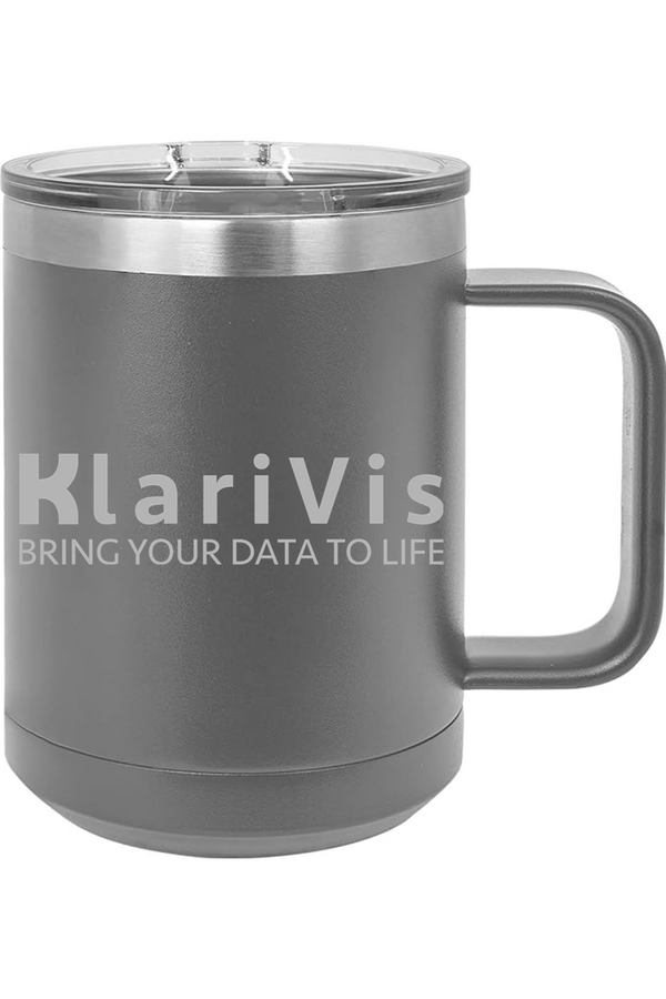 KlariVis: 15oz Insulated Coffee Mug with Slider Lid (Engraved)