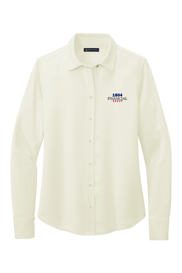 1804: LADIES Brooks Brothers Full-Button Satin Blouse (Embroidered)