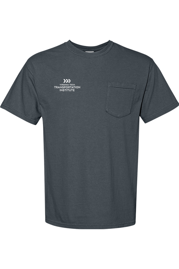 VTTI Chevron with VT Sleeve Logo: ADULT Comfort Colors Ringspun Pocket Tee (Embroidered)