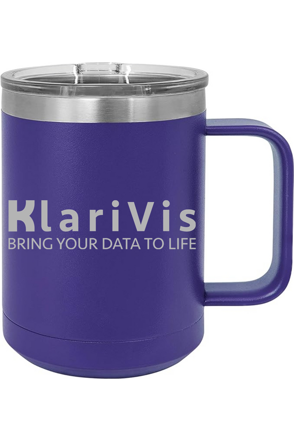 KlariVis: 15oz Insulated Coffee Mug with Slider Lid (Engraved)