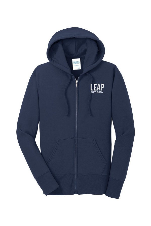 Leap: LADIES Classic Fleece Full-Zip Hooded Sweatshirt (Embroidered)