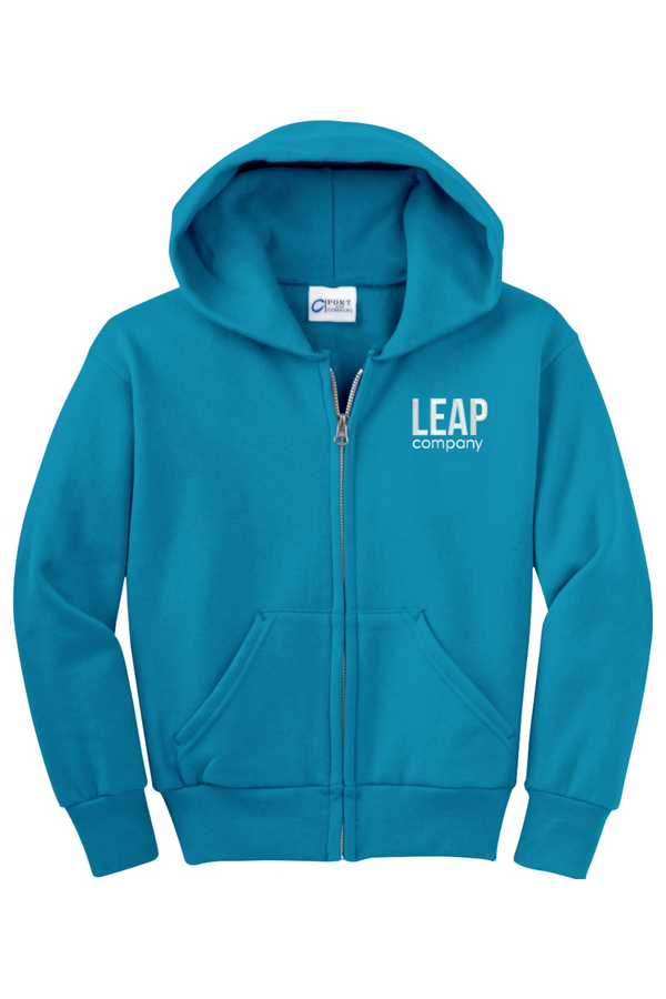Leap: YOUTH Classic Fleece Full-Zip Hooded Sweatshirt (Embroidered)