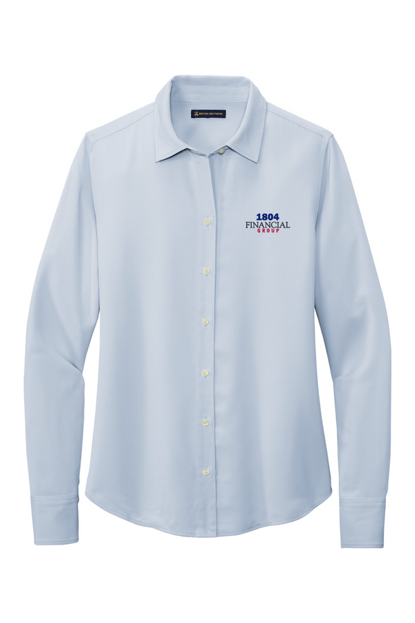 1804: LADIES Brooks Brothers Full-Button Satin Blouse (Embroidered)