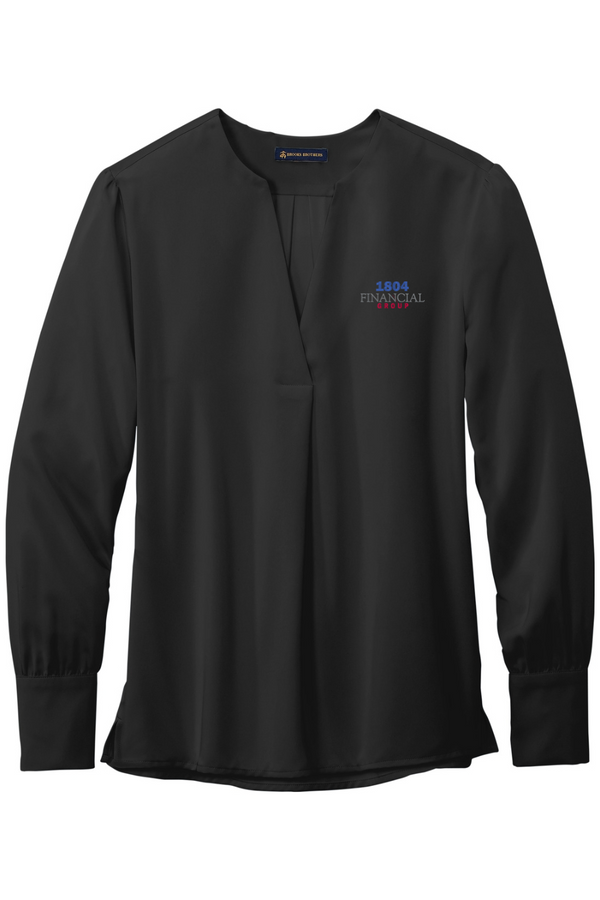 1804: LADIES Brooks Brothers Open-Neck Satin Blouse (Embroidered)