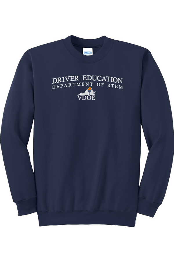 VDOE Driver Ed: ADULT Crewneck Sweatshirt (FullFront Embroidery)