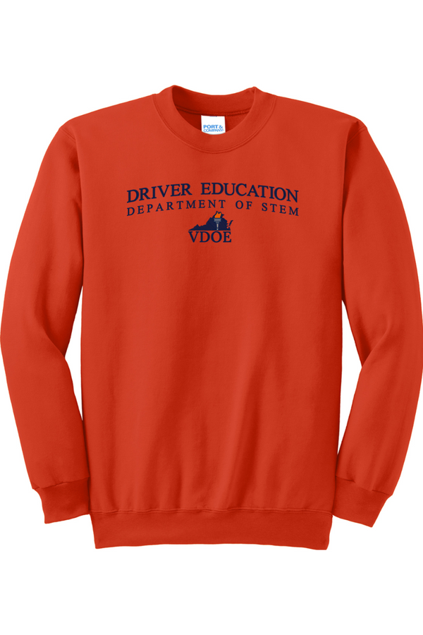 VDOE Driver Ed: ADULT Crewneck Sweatshirt (FullFront Embroidery)