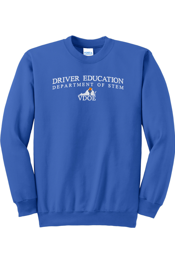 VDOE Driver Ed: ADULT Crewneck Sweatshirt (FullFront Embroidery)