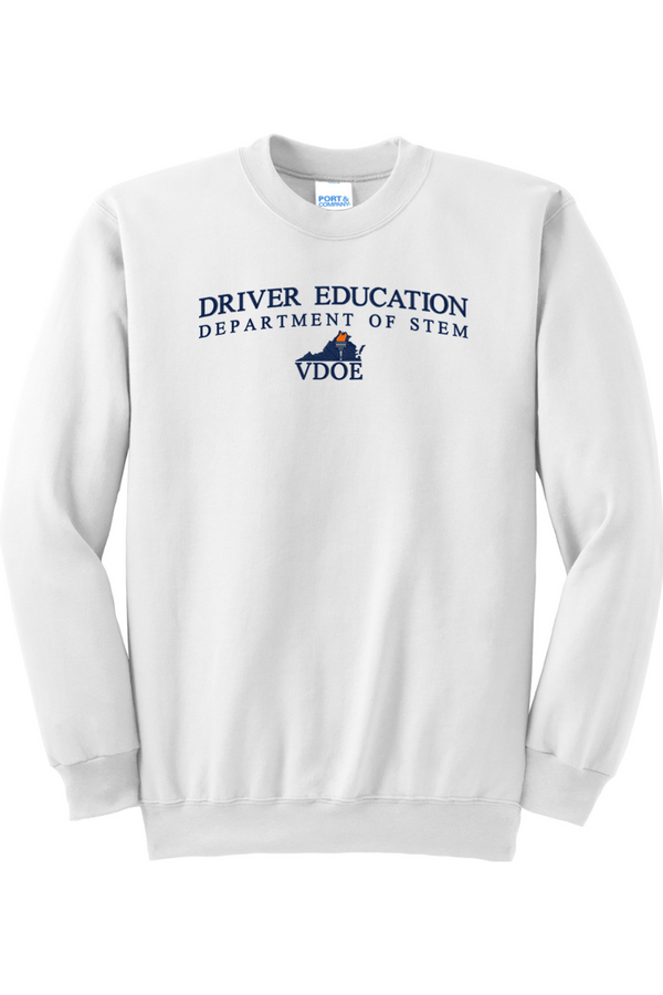 VDOE Driver Ed: ADULT Crewneck Sweatshirt (FullFront Embroidery)